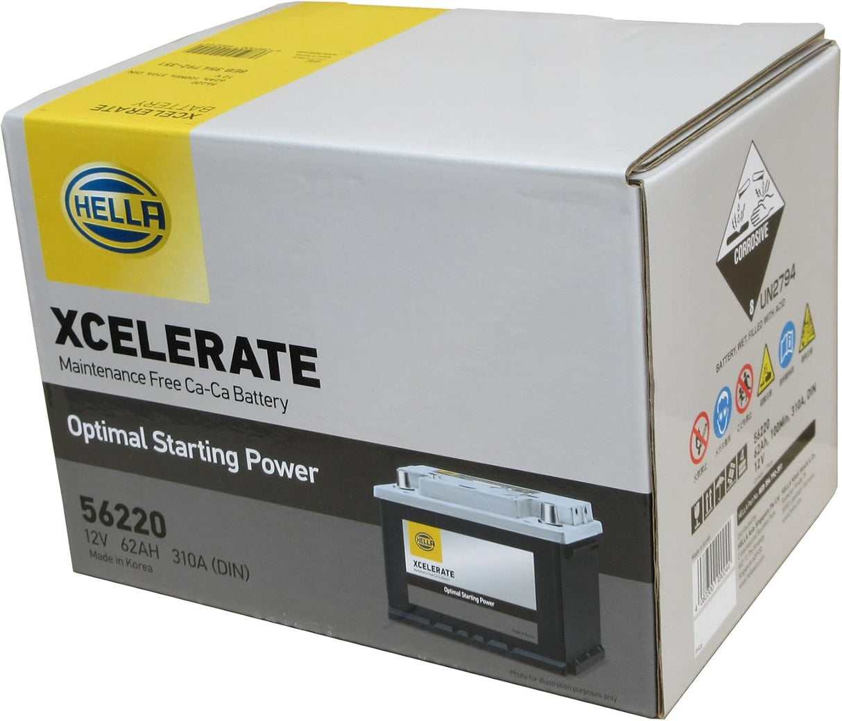 HELLA XCELERATE シリーズ 56220 LBN2 62Ah(互換:27-54H・27-55・27-60P・55421・83056・561-400-060・EA612-LB2・EPX55・EU45・EU-555054・SLX-6H等)
