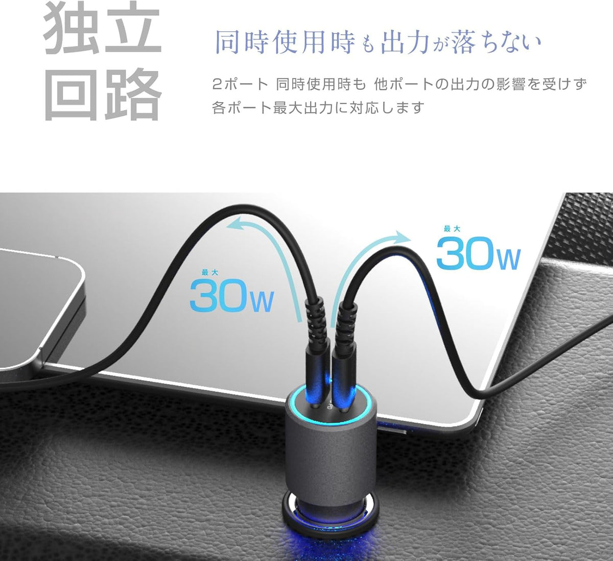 カシムラ PD搭載カーチャージャー USB-C×2 PD30W×2 合計60W DC-064