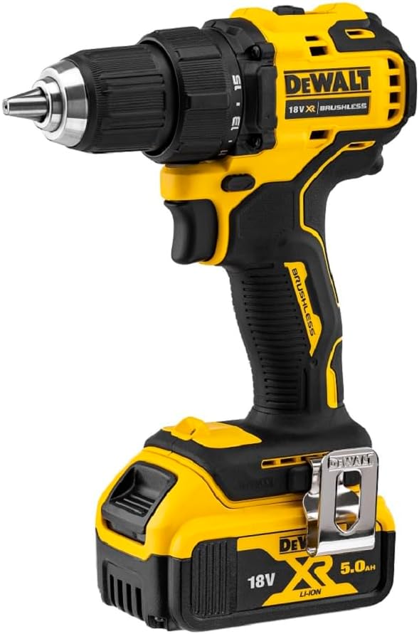 DEWALT(デウォルト) 電動工具 DCD708P2-JP 18V ブラシレス・ドリルドライバー 穴あけ 締付工具 コンパクト ハイパワー バッテリー2個付