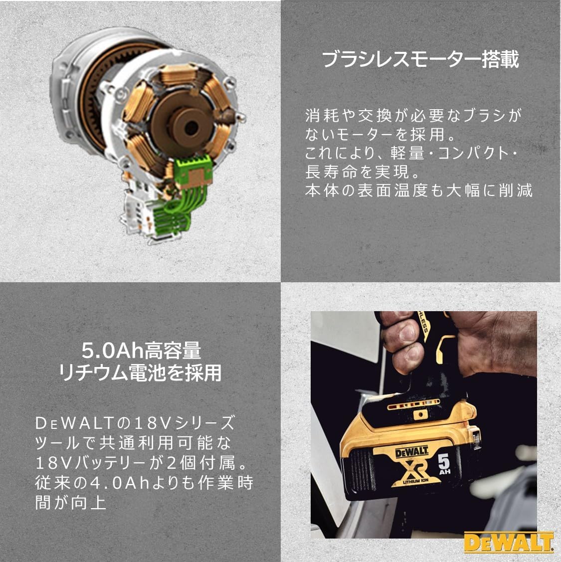 DEWALT(デウォルト) 電動工具 DCF911P2T-JP 18V 12.7sq インパクトレンチ 最大542Nm 18V XR1/2 バッテリー2個付 差込角12.7mm