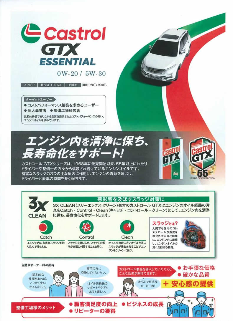 Castrol(カストロール) ガソリンエンジンオイル GTX Essential 0W-20 AMZ API/SP ILSAC/GF6A合成油