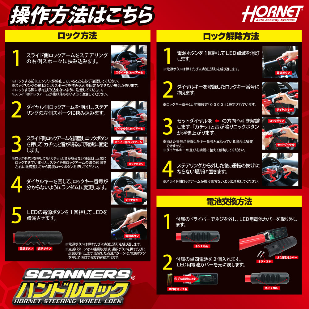 HORNET 加藤電機 ダイヤルタイプ ダブルロック式スキャナー付ハンドルロック SLH12L