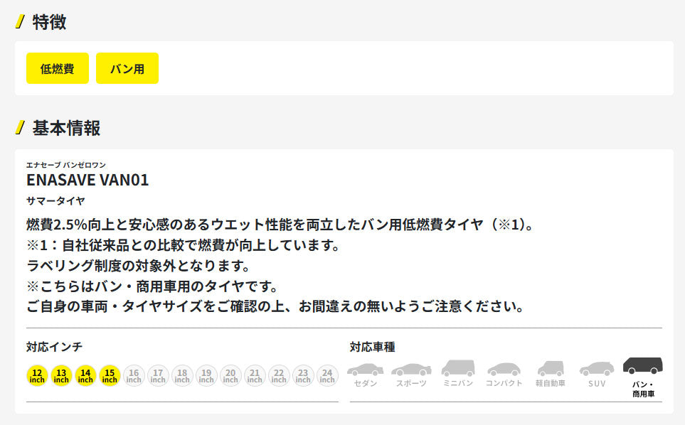 ダンロップ エナセーブ VAN01 145R12-6PR