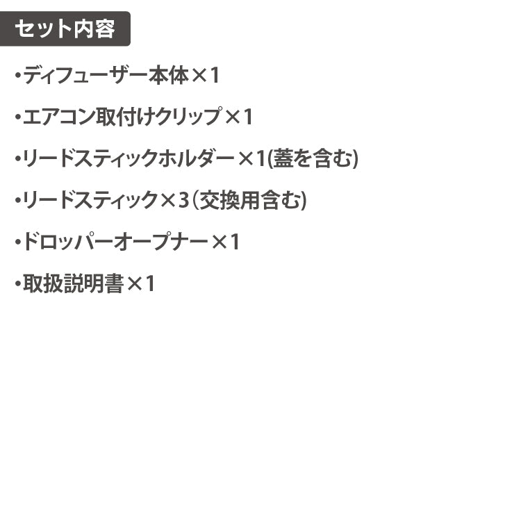 ペルシード リードディフューザー クリップタイプ 縦/横/丸型のエアコンフィンに対応 WPA-D03