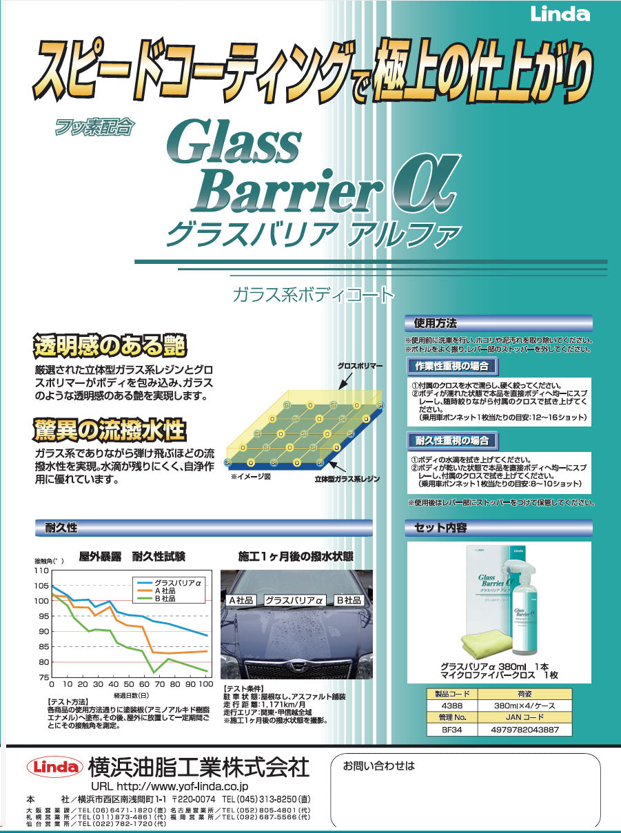 横浜油脂工業 Linda BF34 グラスバリアα ガラス系ボディコーティング剤 380ml