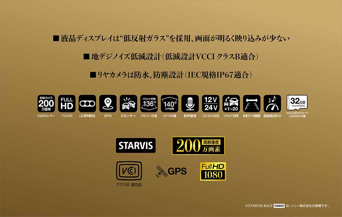 BALUCE III（バルーチェIII）　前後2カメラ　ミラー型前後録画ドライブレコーダーミラー　12V/24V車に対応