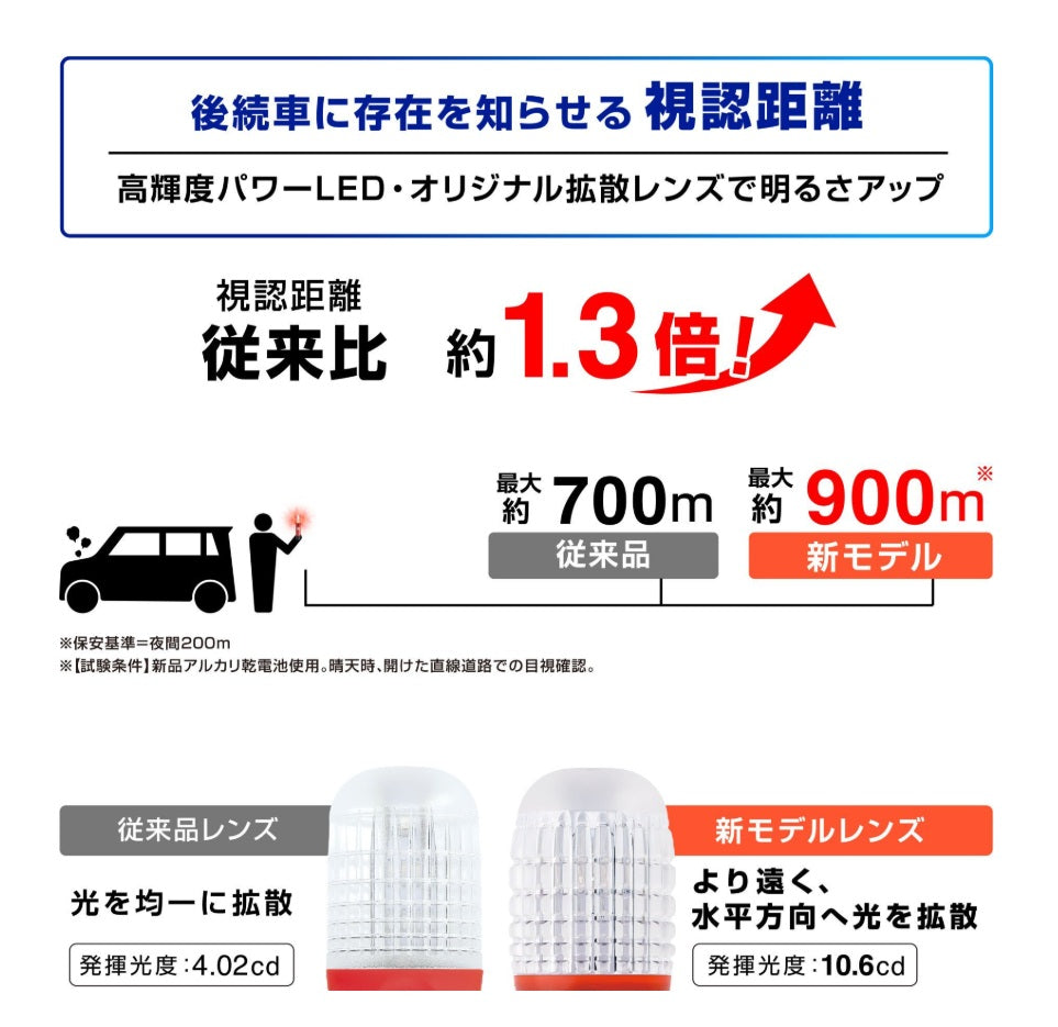 エーモン 非常信号灯 6906 懐中電灯機能付き 発炎筒の代わりに使えるLED非常信号灯 車検対応 4個セット