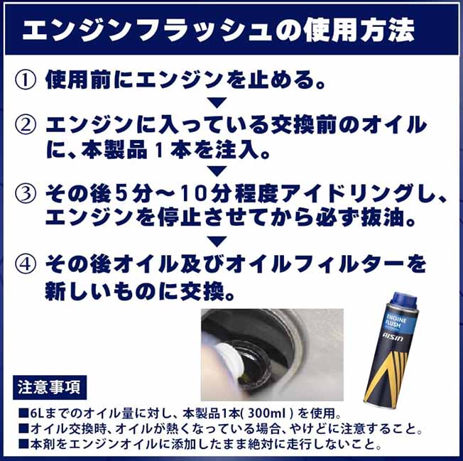 アイシン　ガソリン・ディーゼル共用エンジンオイル添加剤　エンジンフラッシュ　300ml　燃費改善　内部洗浄　ADEAZ-9007