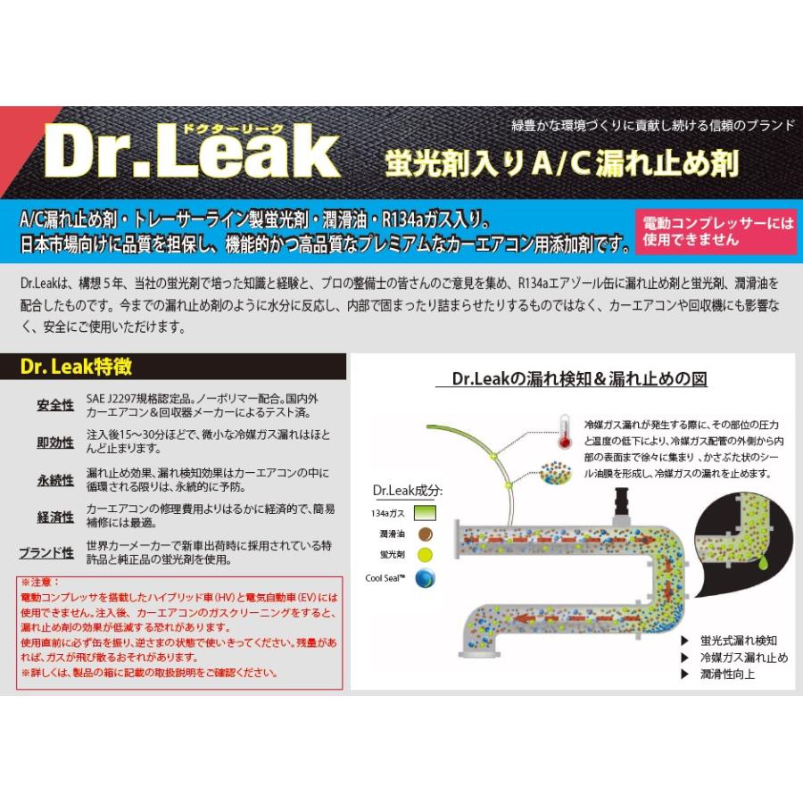 Dr.Leak 蛍光剤潤滑油入り漏れ止め剤ミニキット2（３本入り＋ Dr.Leak用注入ホースセット ）LL-DR200