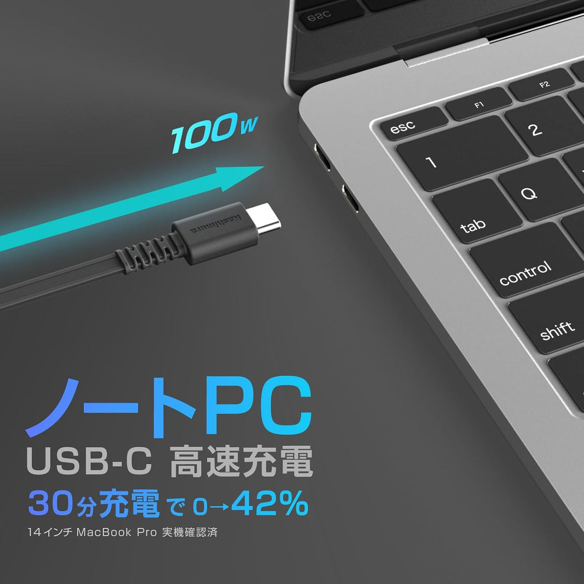 カシムラ USB充電＆同期ケーブル リール1.2m Type-C to C 巻き取り式 PD100W対応 ブラック AJ-678