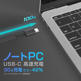 カシムラ USB充電＆同期ケーブル リール1.2m Type-C to C 巻き取り式 PD100W対応 ブラック AJ-678