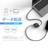 カシムラ USB充電＆同期ケーブル リール1.2m Type-C to C 巻き取り式 PD100W対応 ブラック AJ-678