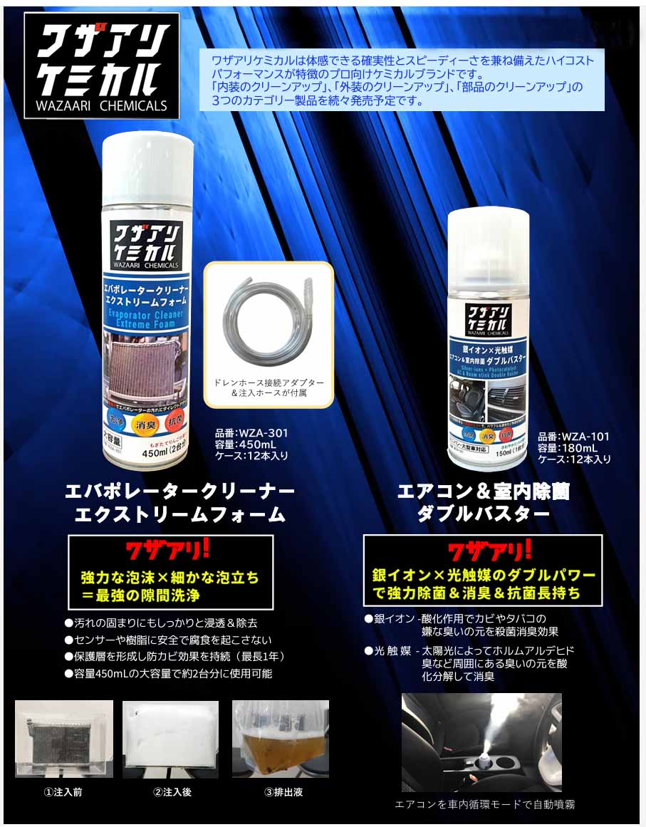 ワザアリケミカル　銀イオン×光触媒 エアコン ＆ 室内 除菌 ダブルバスター　150ml　1台分 消臭 抗菌　WZA-101