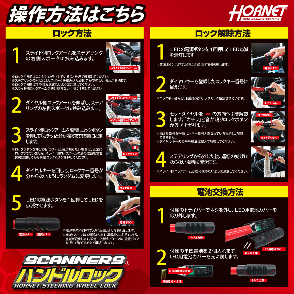 HORNET 加藤電機 ダイヤルキータイプ シングルロック式スキャナー付ハンドルロック SLH-11L
