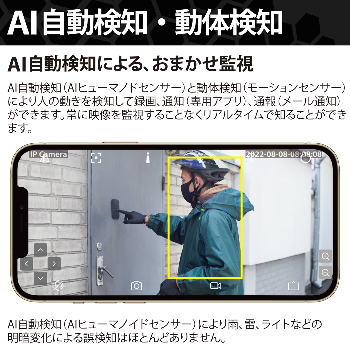 HORNET 加藤電機 バレット型カメラ（500万画素） AI防犯カメラ 動体自動検知 自動追尾 9倍ズーム HC220DH
