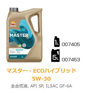 REPSOL MASTER　ECOハイブリッド 5W-30　全合成油　SP-RC　GF-6A　1L　X12