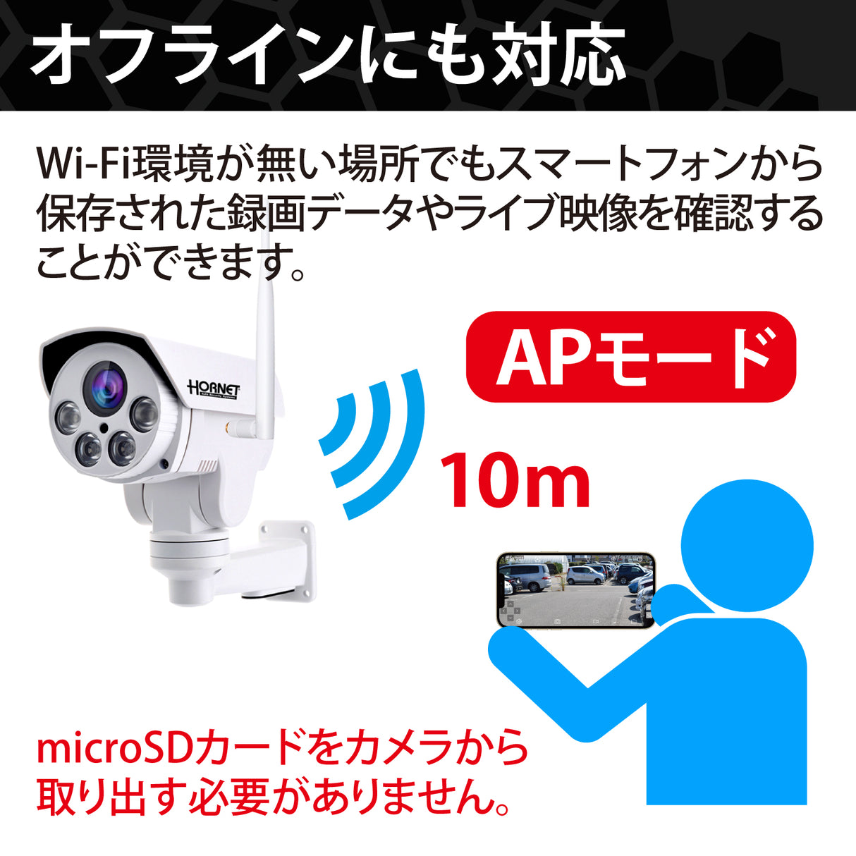 HORNET 加藤電機 バレット型カメラ（500万画素） AI防犯カメラ 動体自動検知 自動追尾 9倍ズーム HC220DH