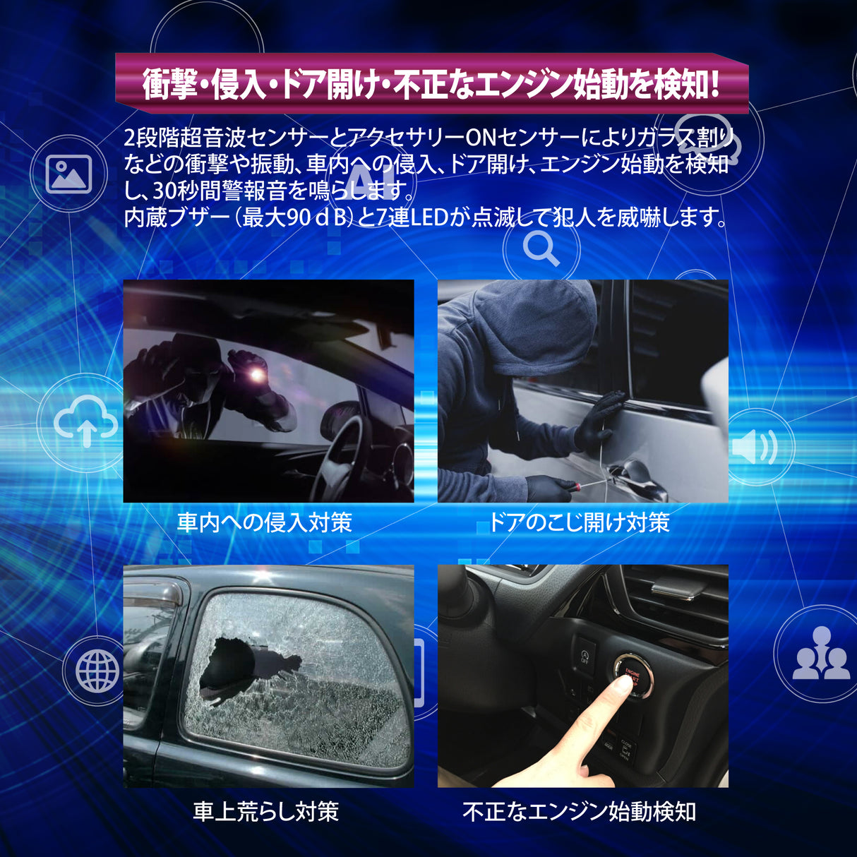 HORNET 加藤電機 ワンタッチカーセキュリティ 車上ねらい対策 車両盗難対策 犯罪抑止効果  BEE737S